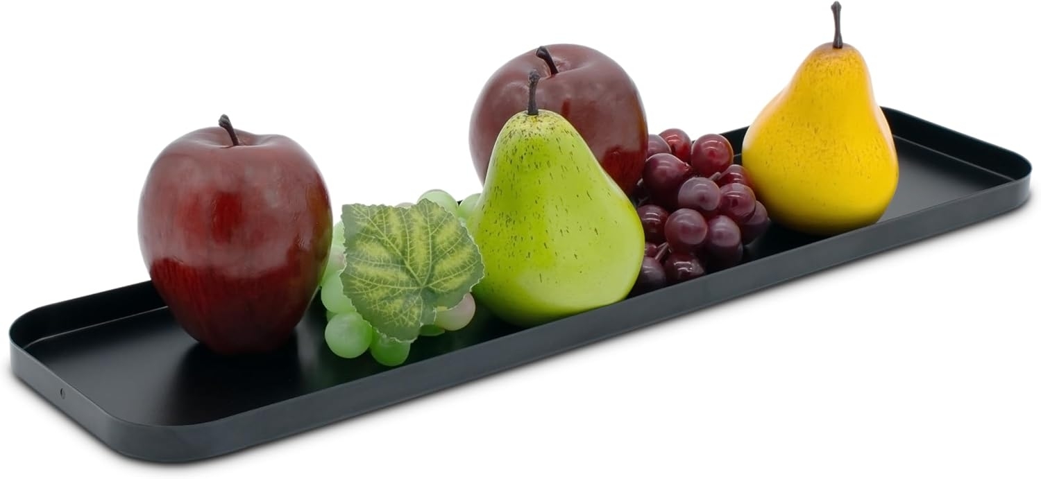 Spetebo Dekotablett Kerzentablett 50x13 cm schwarz (Artikel, 1 St, Serviertablett), recheckig mit erhöhtem Rand Bild 1