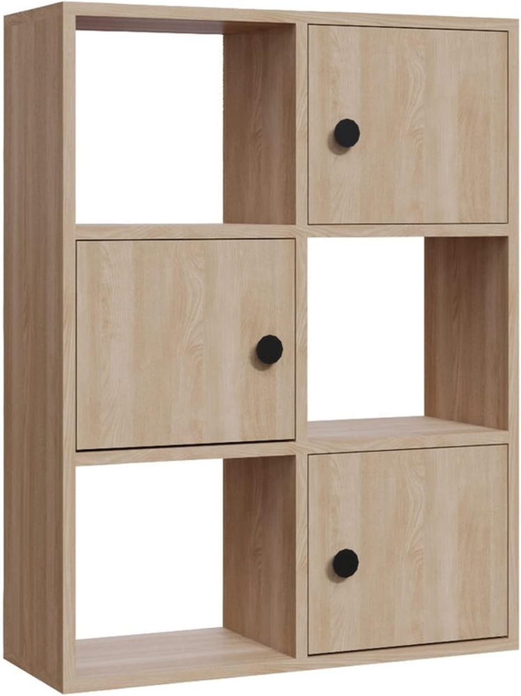 WELL HOME MOBILIARIO & DECORACIÓN Bücherregal, 100 % melaminbeschichtete Spanplatte, Eiche Bild 1