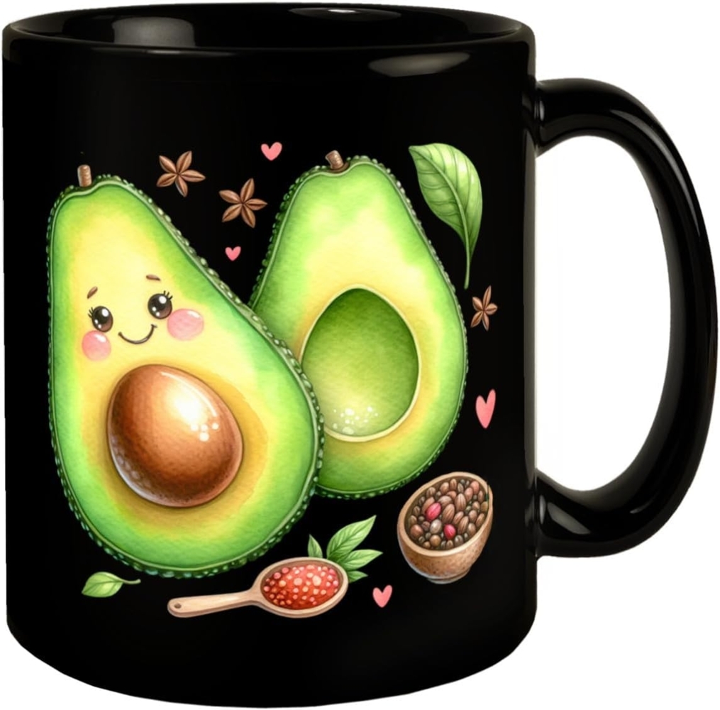 speecheese Tasse Niedliche Avocado Tasse in Schwarz Bild 1