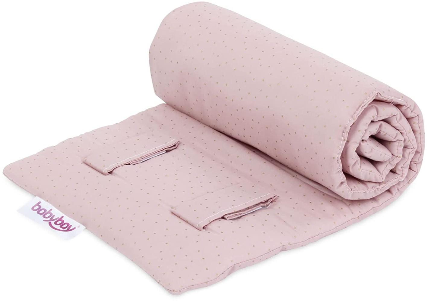 babybay Gitterschutz Organic Cotton Royal für Verschlussgitter alle Modelle, rosé Glitzerpunkte gold Bild 1