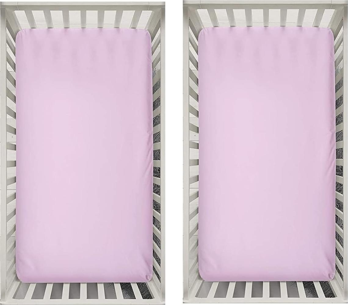 DuDu N Girlie Spannbettlaken für Babybett, Baumwoll-Jersey, rosa, 2 Stück Bild 1