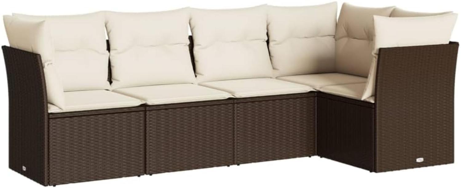 vidaXL 5-tlg. Garten-Sofagarnitur mit Kissen Braun Poly Rattan 3249442 Bild 1