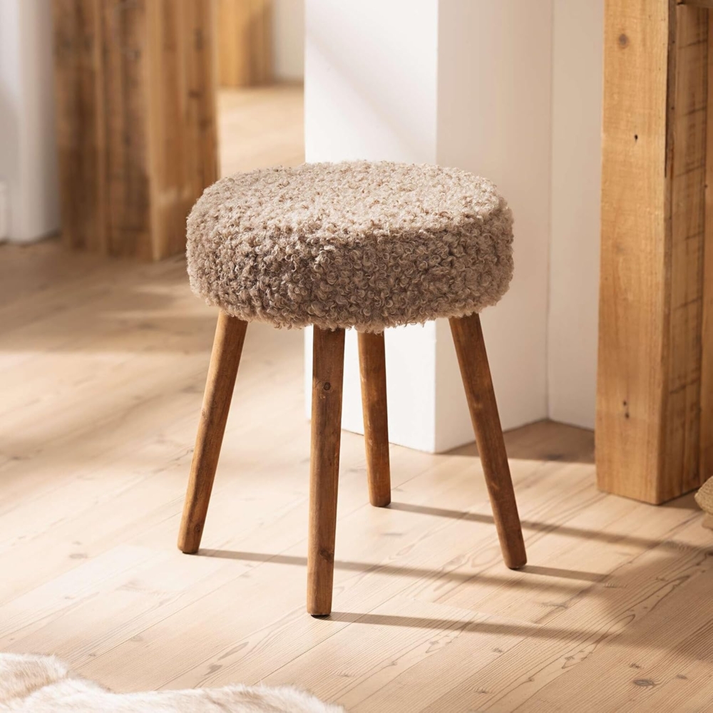 Hocker Curly Cover Holz Sitzhocker Fußhocker Wohnzimmerdeko Flur Schemel Bild 1