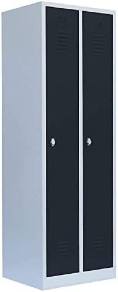 Steelboxx Spind Garderobenschrank Stahlschrank Metallschrank Kleiderspind 180 x 60 x 50cm lichrgrau/anthrazit 2 Abteile 510128 Bild 1