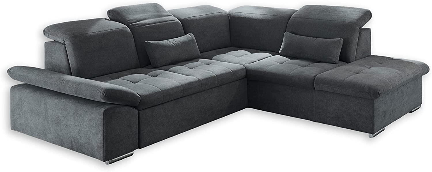 Ecksofa Couch WAYNE Sofa Schlafcouch Bettsofa Sofabett anthrazit L-Form rechts Bild 1