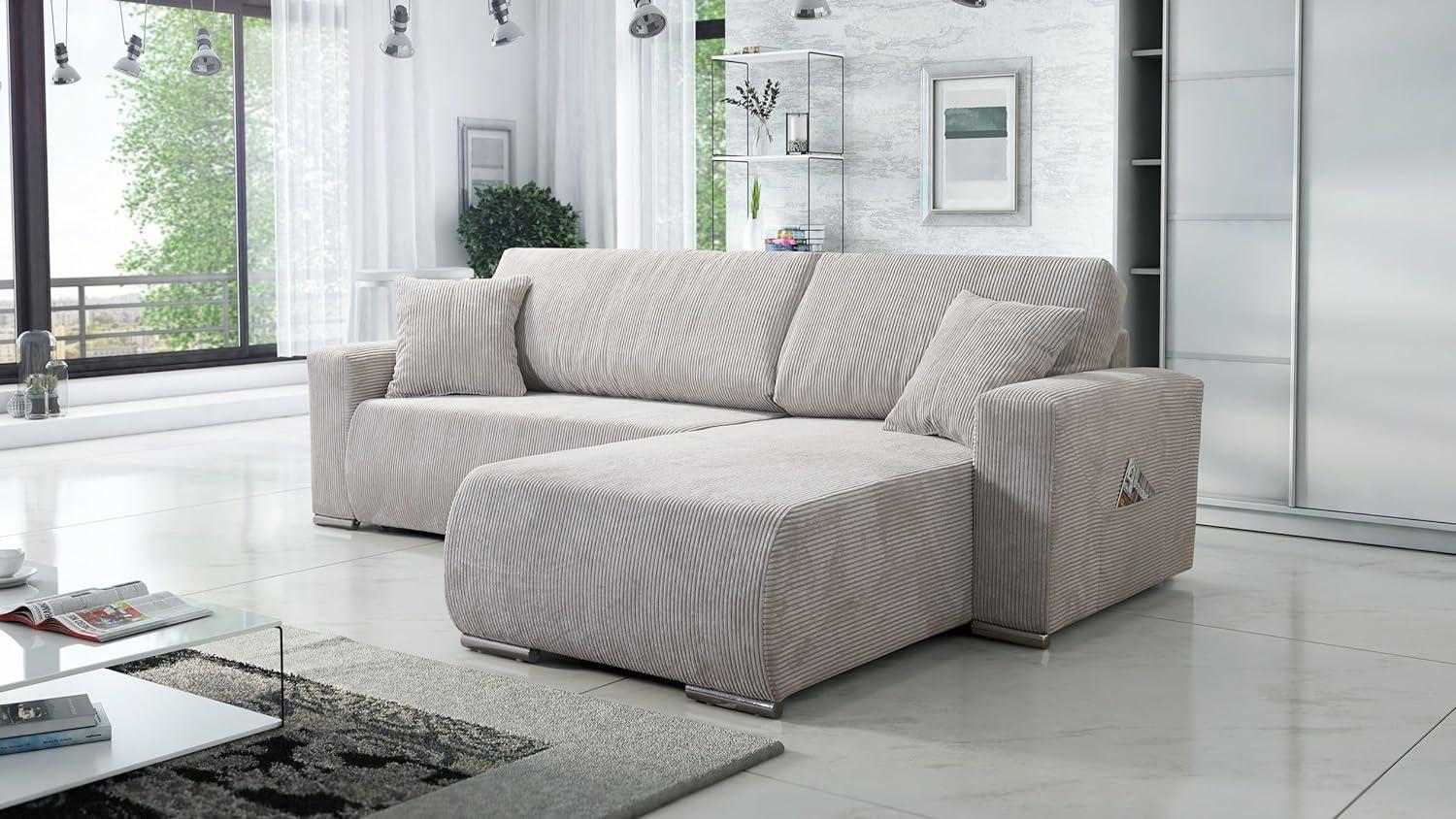 Sofa Couch Ecksofa Eckcouch Wohnlandschaft Schlaffunktion Lincoln Cord Bezug Bild 1