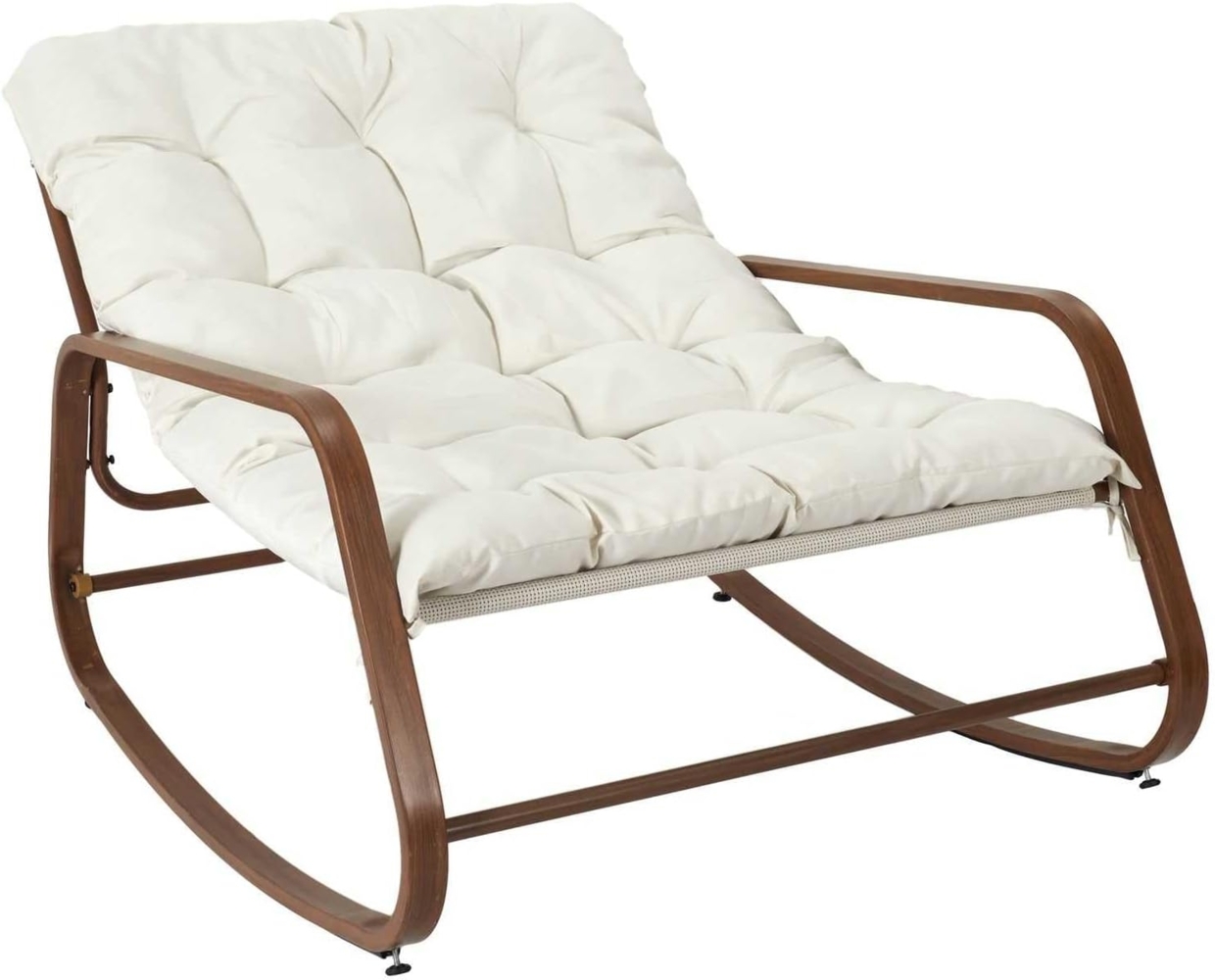 HOME DECO FACTORY, HDO7309, Schaukelstuhl Miami, weißes Holzimitat, natürliches Crush, Möbel, Gartenmöbel, Sitz für den Außenbereich, 92 x 69 x 130 cm, Sitzhöhe 46 cm, Beigebraun Bild 1