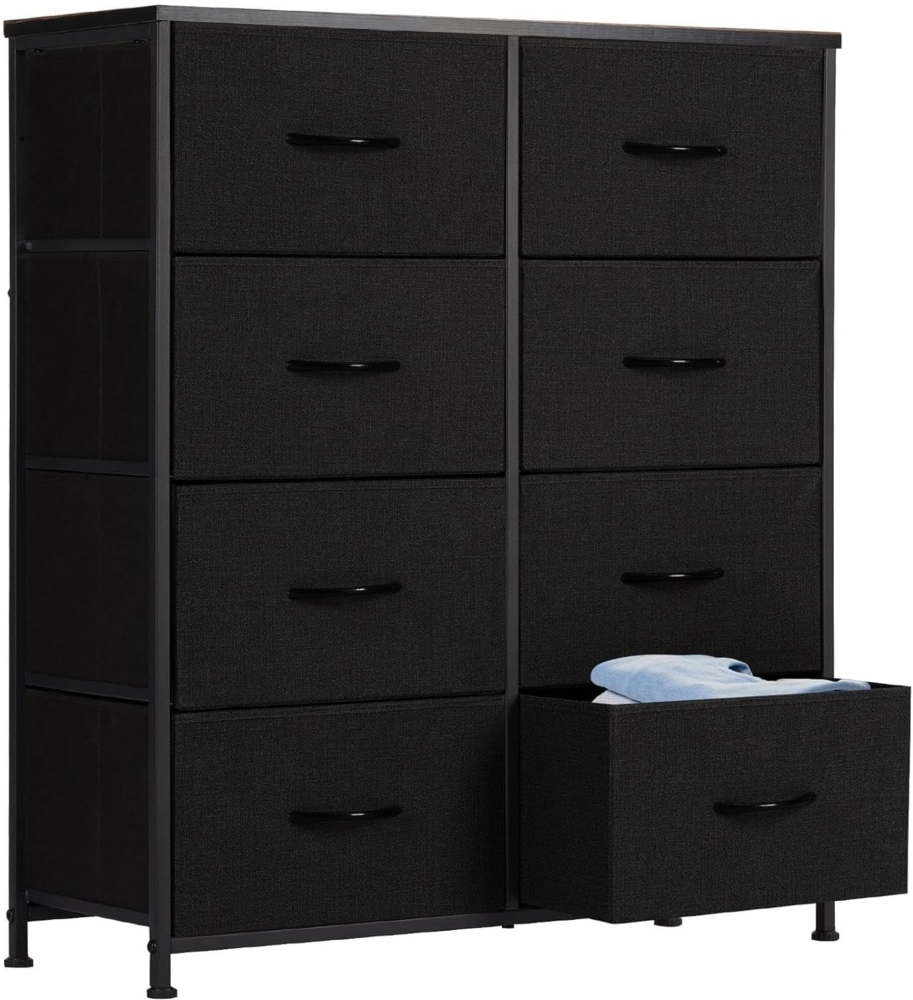 DUMOS Kommode für Schlafzimmer mit 7 Stoffschubladen, hohe Kommode Organizer für Kleidung, Schrank Kinderzimmer, Aufbewahrungsturm mit Schrank, Metallrahmen, Holzplatte, leichte Kinderzimmermöbel Bild 1