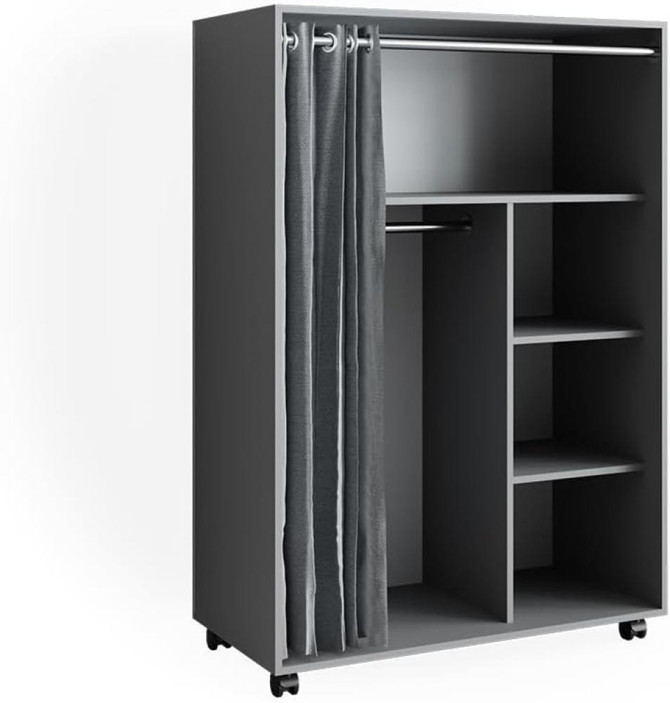 Vicco mobiler Kleiderschrank Dielenschrank Garderobe Doros Grau 100 x 147 cm offen rollbar Bild 1