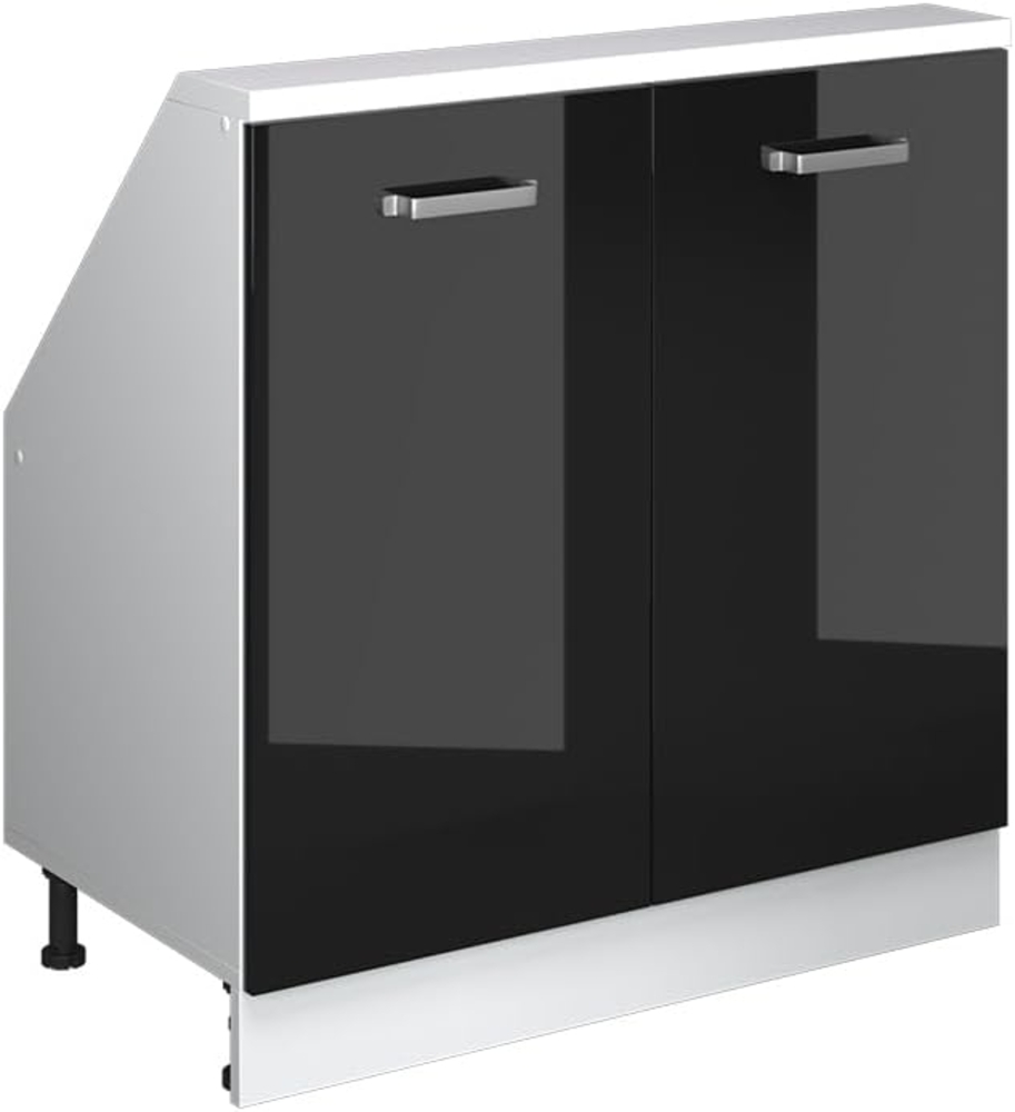 Dachschrägenschrank Rion Schwarz Hochglanz/Weiß mit 2 Türen Vicco Bild 1