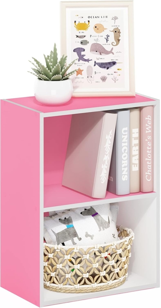 Furinno Luder Bücherregal 2-stöckig Rosa Weiß Bild 1
