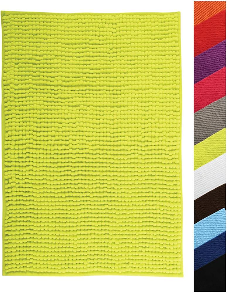 MSV Badteppich Badvorleger Duschvorleger Chenille Hochflor Badematte 40x60 cm – Grün Bild 1