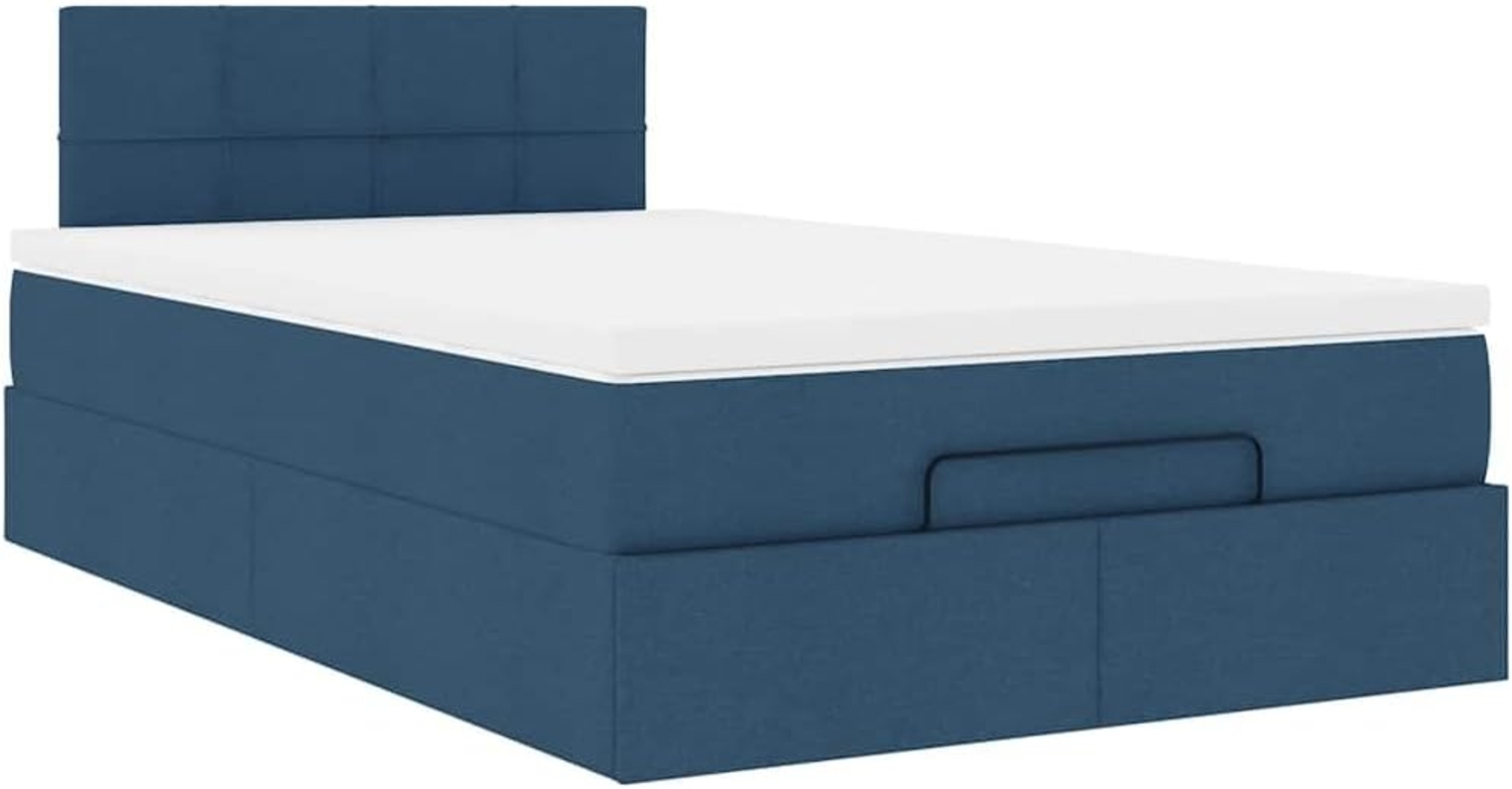 Ottoman-Bett mit Matratze Blau 120x200 cm Stoff 3311455 Bild 1