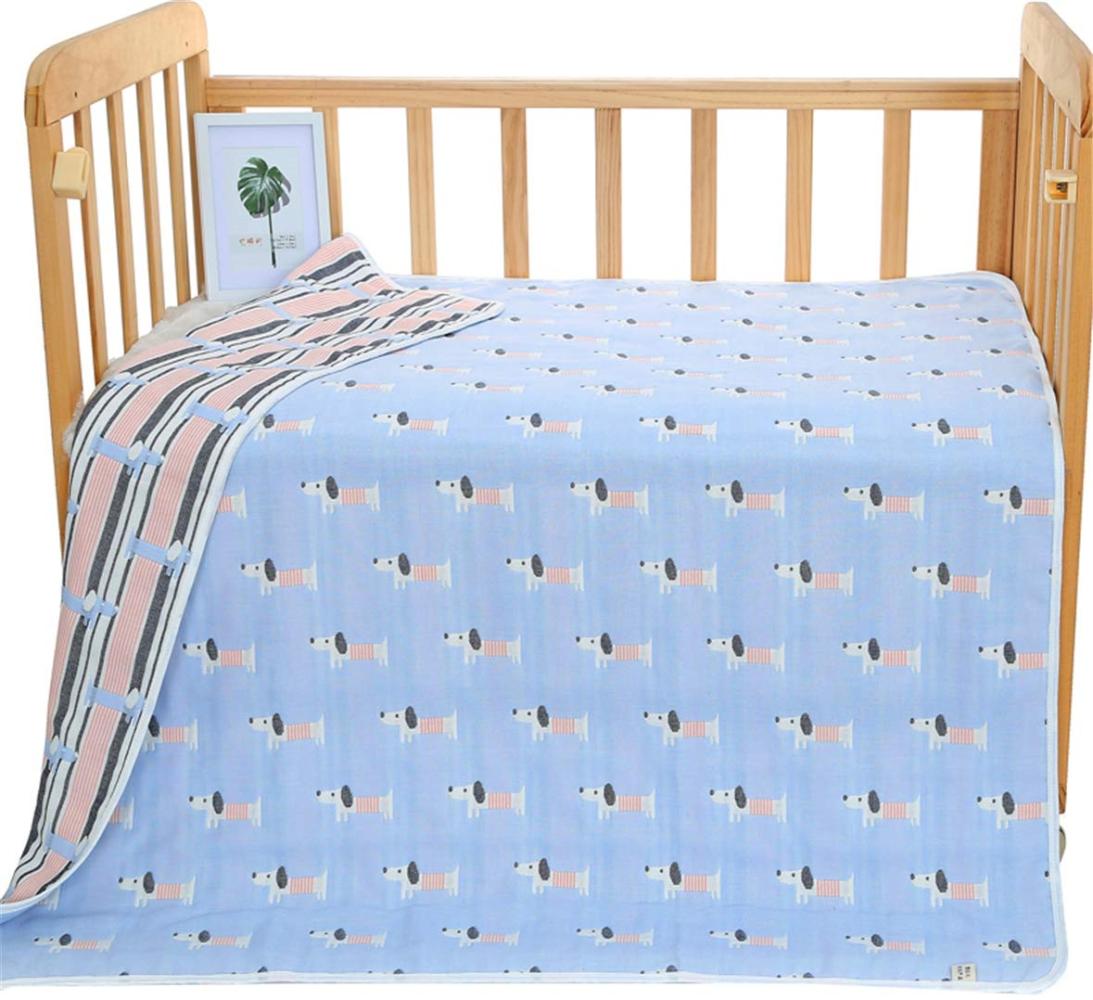 Hayisugar Babydecke Musselin Swaddle Pucktücher 6 Schichten Puckdecken 110x120 cm Kuscheldecke 100% Baumwolle | Erstlingsdecke, Pucktuch Kinderdecke für Mädchen Junge, Blau Hund Bild 1