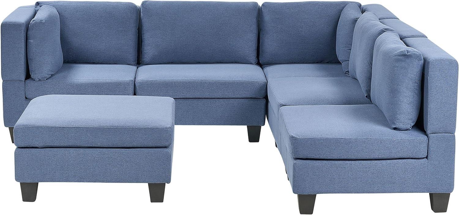 Beliani 'Unstad' Sofa, Blau, Stoff, 72 x 228 x 228 cm, mit Ottomane, Links Bild 1