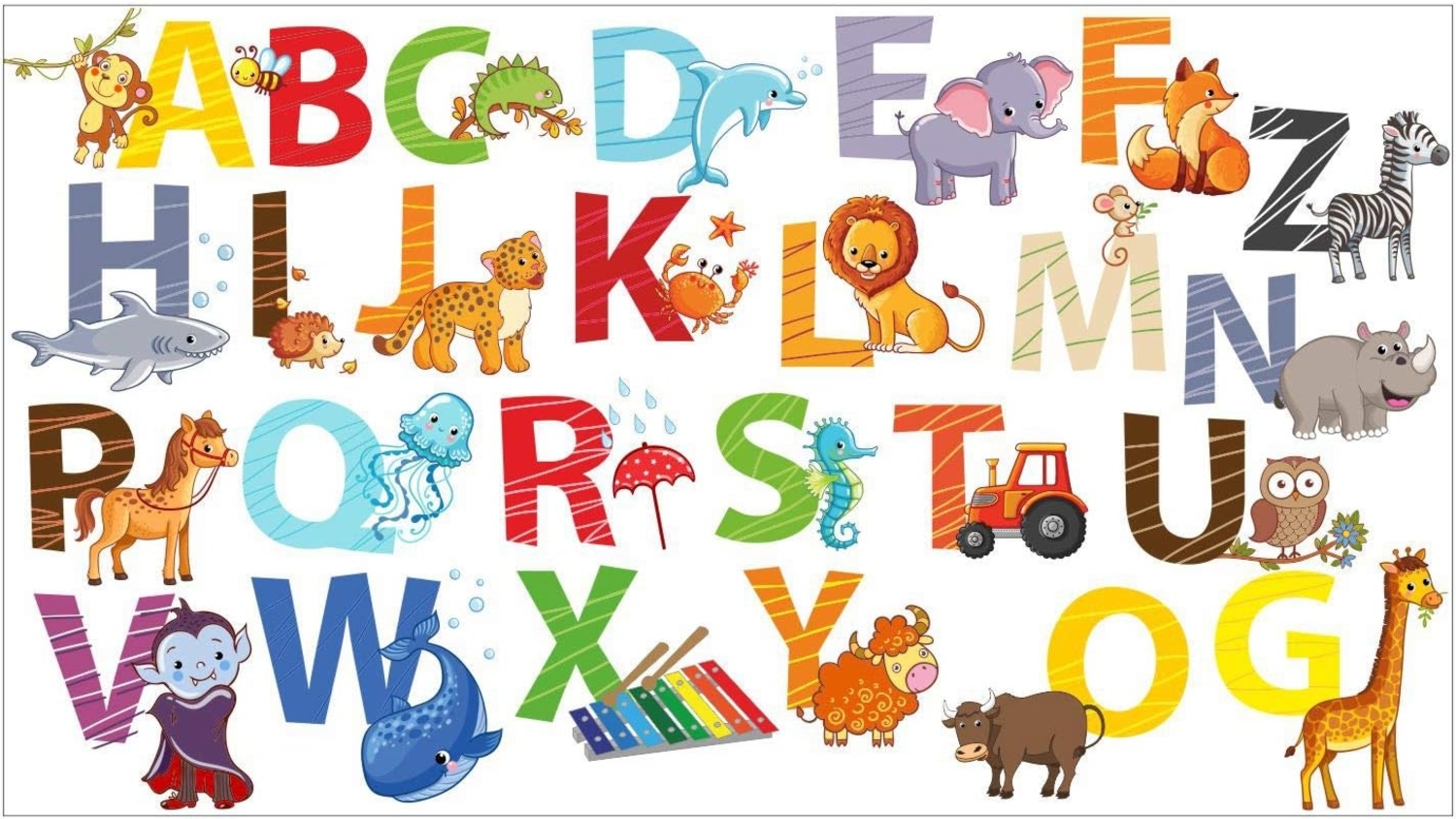 nikima Wandtattoo 084 Wandtattoo Alphabet Tiere ABC (PVC-Folie) Bild 1