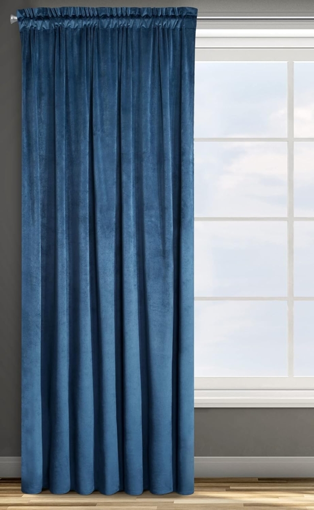 Samtvorhang Velours Vorhänge zum Wohnzimmer Prachtvoll Elegant blau 135x300 cm Kräuselband Bild 1