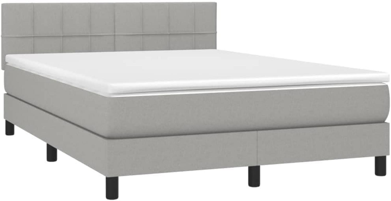 vidaXL Boxspringbett mit Matratze Hellgrau 140x200 cm Stoff 3140057 Bild 1