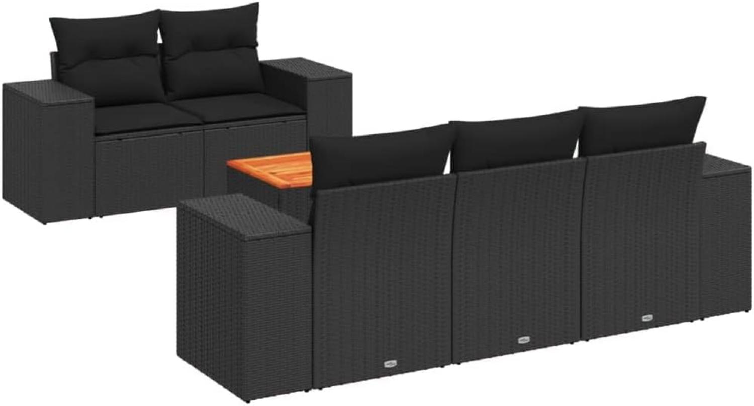 vidaXL 6-tlg. Garten-Sofagarnitur mit Kissen Schwarz Poly Rattan 3225327 Bild 1