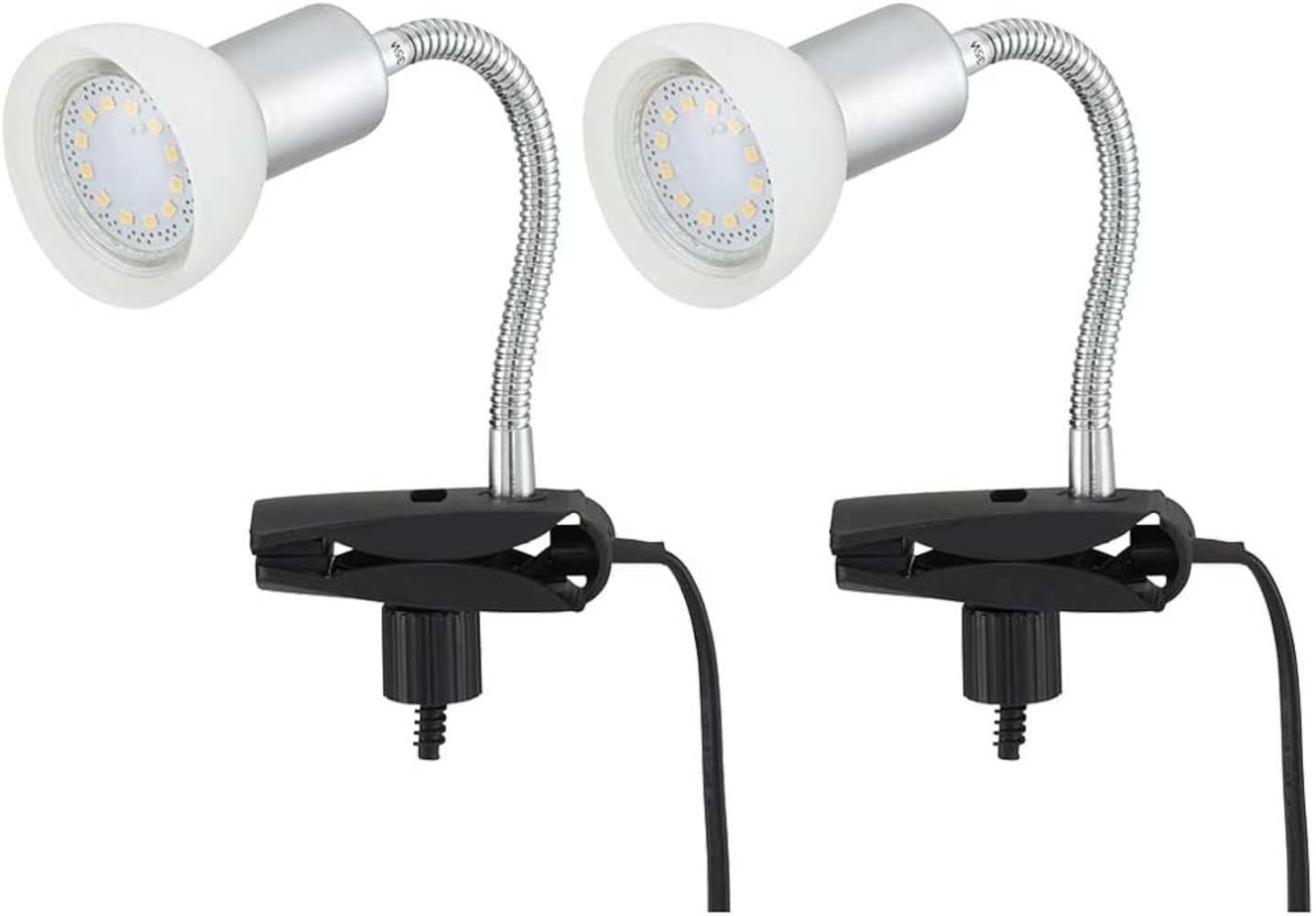 2er Set LED Tischleuchte, Flexo Arm, Metall, Glas, weiß, H 34cm Bild 1