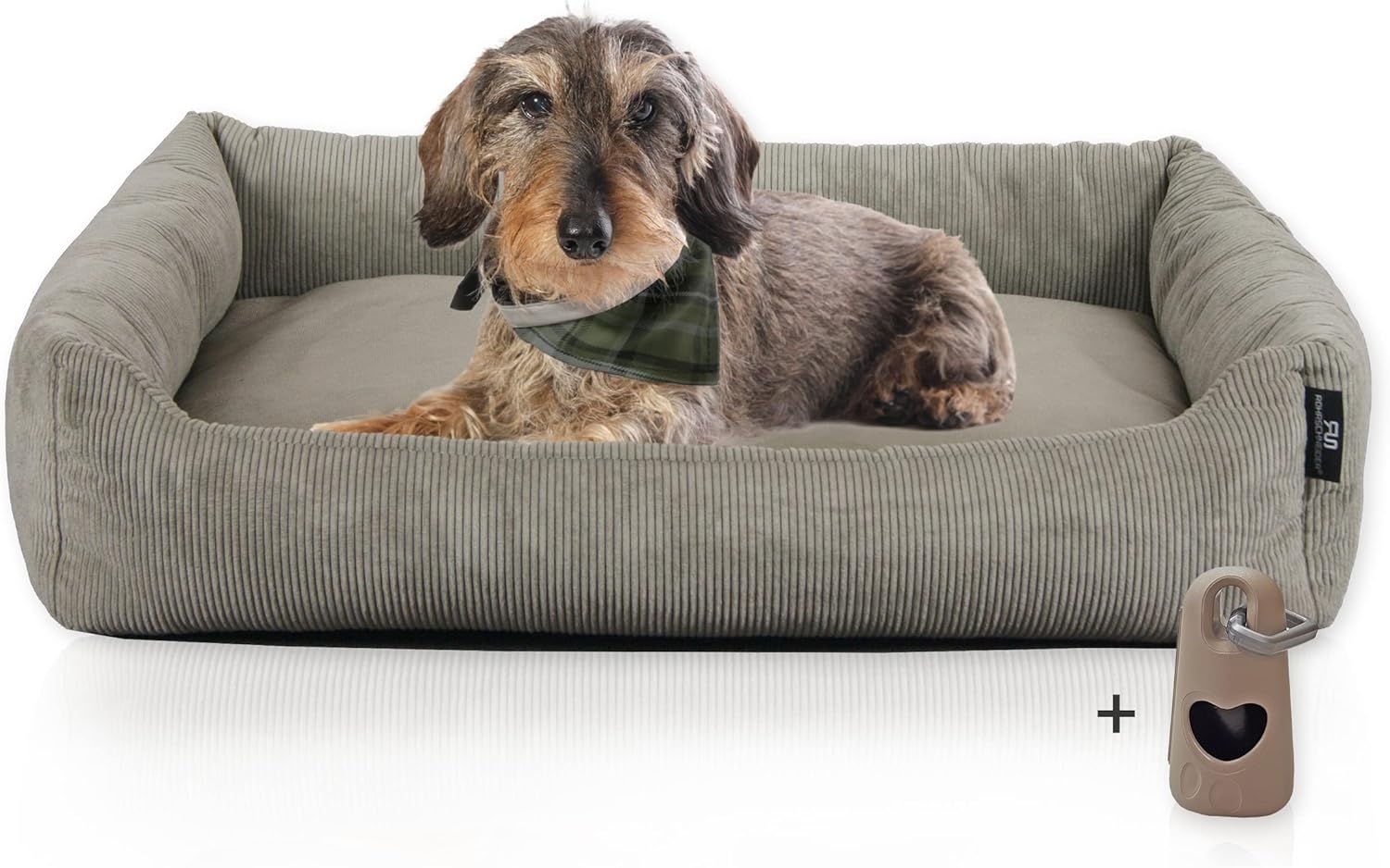 Rohrschneider Tierbett Hundebett Hundekorb Cordstoff, inkl. Gassibeutel Bild 1