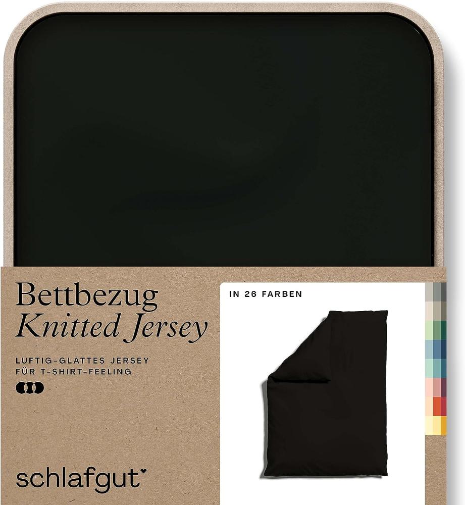 Schlafgut Knitted Jersey Bettwäsche | Bettbezug einzeln 155x220 cm | off-black Bild 1