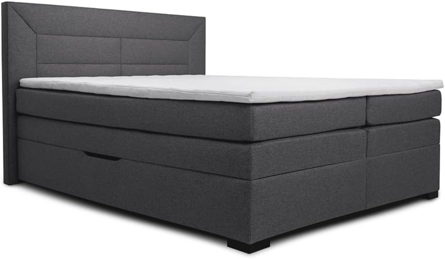 VitaliSpa Boxspringbett Doppelbett Ehebett Anthrazit modern 180x200 cm Schlafzimmer Bett Taschenfederkern PU-Komfortschaum Matratze Topper Bettkasten Möbelstoff Aufbewahrung Bild 1