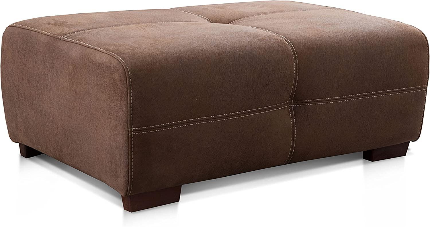 Cavadore Hocker Mavericco / XXL Fußhocker in Lederoptik / Industrial Style / Passend zu Big Sofa und Ecksofa Mavericco / 108 x 71 x 41 cm (BxHXT) / Mikrofaser Braun Bild 1