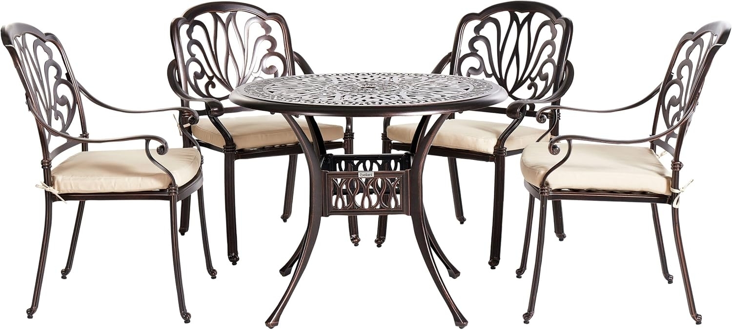 Gartentisch Set mit Kissen ANCONA Metall 90x90x72 cm Dunkelbraun Bild 1