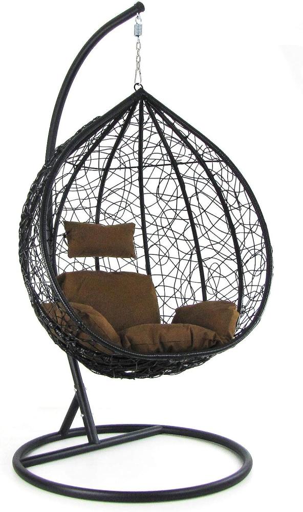 Luxus Hängesessel Schaukel Korb Polyrattan mit Gestell und Sitzkissen XXL Bild 1