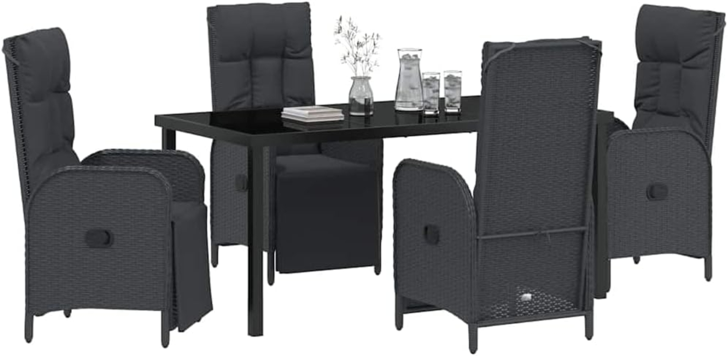 vidaXL Garten Essgruppe mit Kissen 5 pcs Schwarz Poly-Rattan 3380123 Bild 1