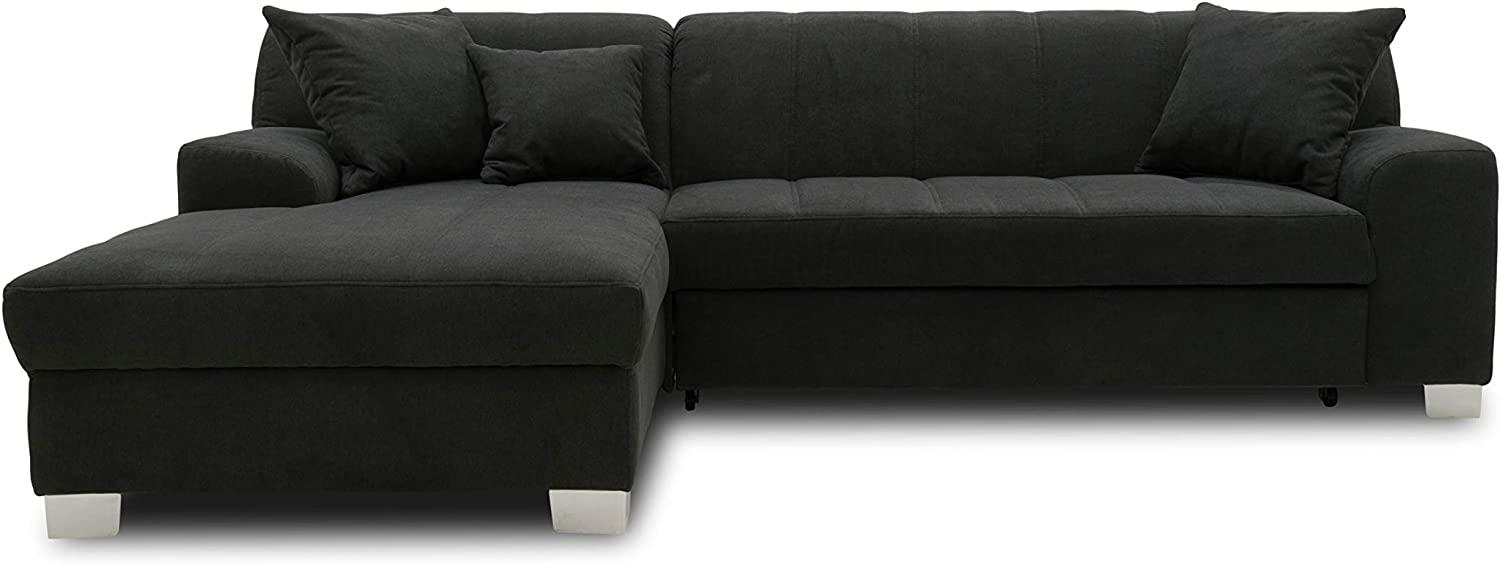 DOMO. collection Capri Ecksofa | Eckcouch in L-Form mit Schlaffunktion, Polsterecke Schlafsofa, schwarz, 239x152x75 cm Bild 1