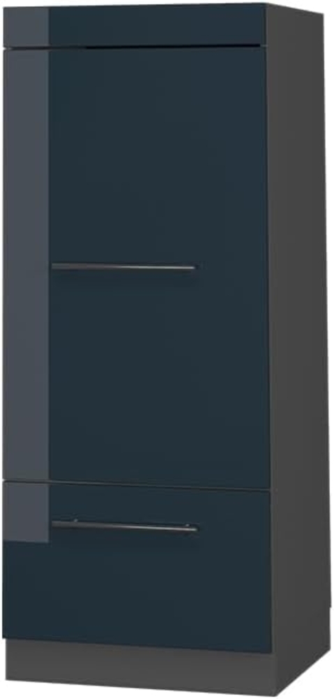 Vicco Mikrowellenschrank Fame-Line Anthrazit Dunkelblau Hochglanz 60 cm mit Schublade & Tür Bild 1