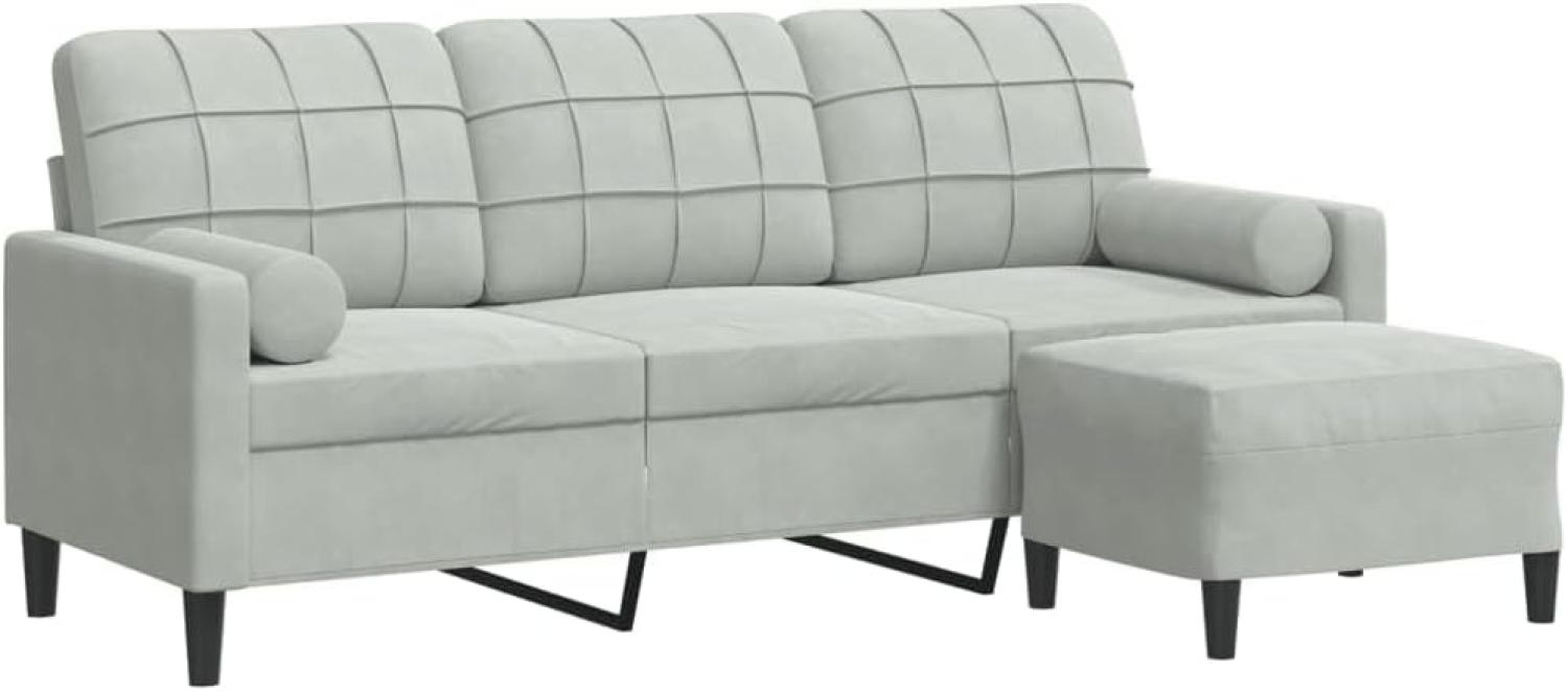 3-Sitzer-Sofa mit Hocker Hellgrau 180 cm Samt 3278267 Bild 1