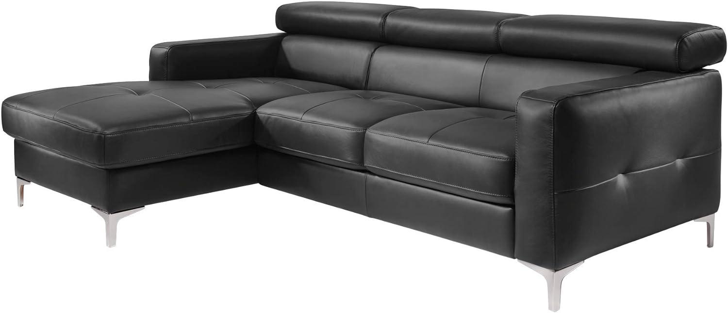 Mivano Ecksofa Sammy, Bettsofa in Lederoptik mit großem Stauraum und verstellbaren Kopfteilen, 227 x 74 x 187, Lederimitat, schwarz Bild 1