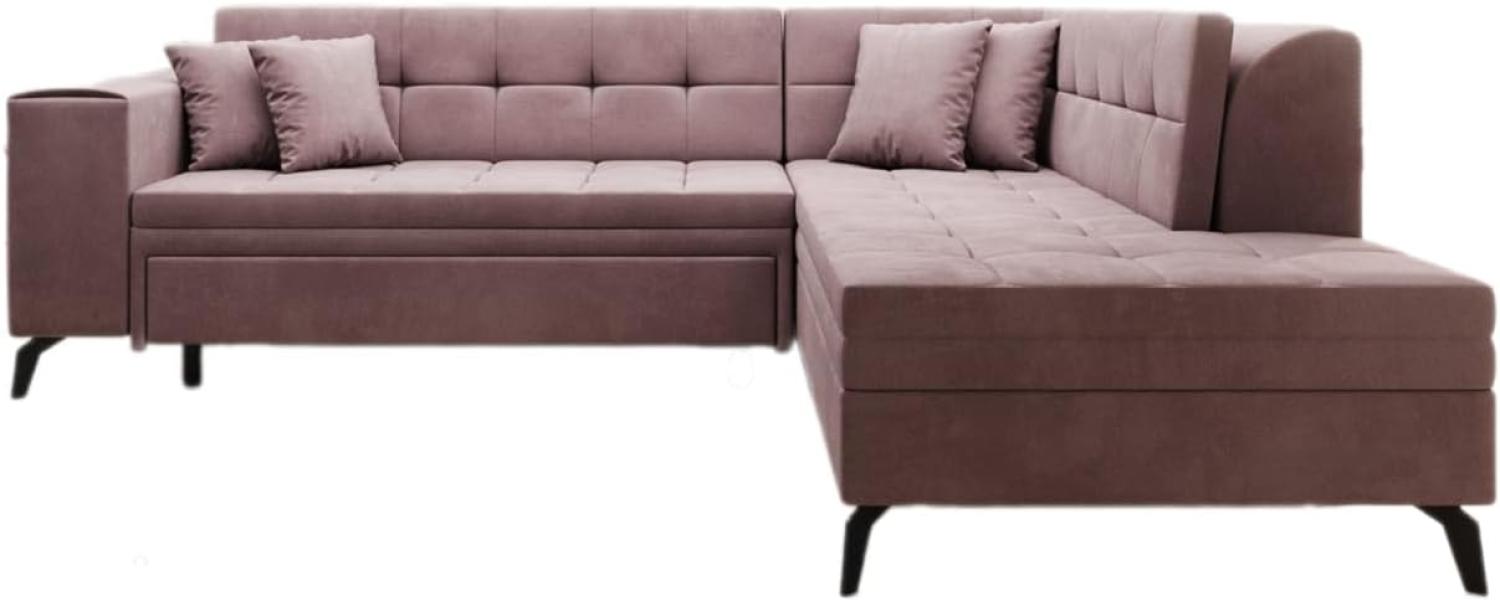 Designer Sofa Lania mit Schlaffunktion Samt Rosé Rechts Bild 1