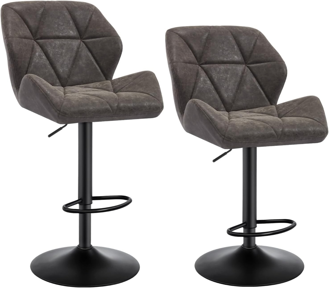 2er-Set Barstuhl aus Kunstleder & Metall - Modell Kaya grau Bild 1