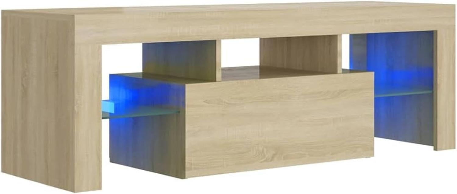 vidaXL TV Schrank mit LED-Leuchten Lowboard Fernsehschrank Fernsehtisch Sideboard HiFi-Schrank TV Möbel Tisch Board Sonoma-Eiche 120 x 35 x 40 cm Bild 1