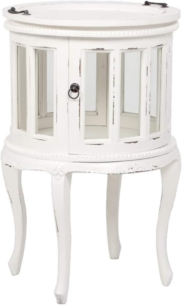 LebensWohnArt Mehrzweckschrank Barschrank CORUNA-Rund Antique White Mahagoni Bild 1