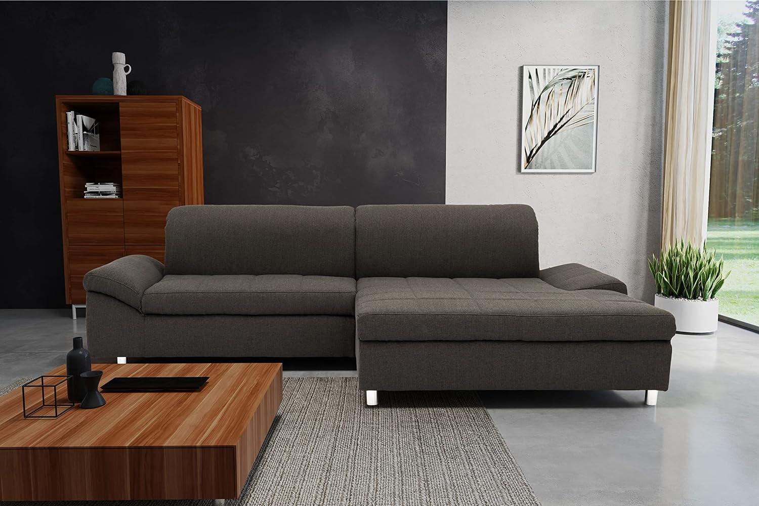 DOMO. collection Mika Ecksofa, Sofa mit Schlaffunktion und Bettkasten in L-Form, Schlafsofa mit Rücken- und Armlehnfunktion, 260x178x80 cm, Polsterecke in anthrazit Bild 1