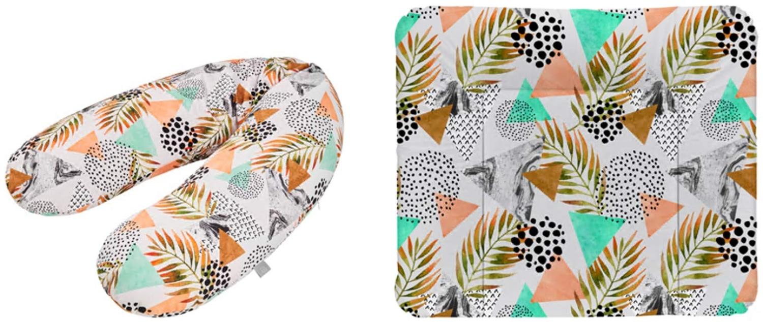 Rotho Babydesign Stillkissen-Set Multi, 190x35 cm, Inkl. Breite Wickelauflage, 85x72 cm, ab 0 Monate, Modern Paradise Bild 1