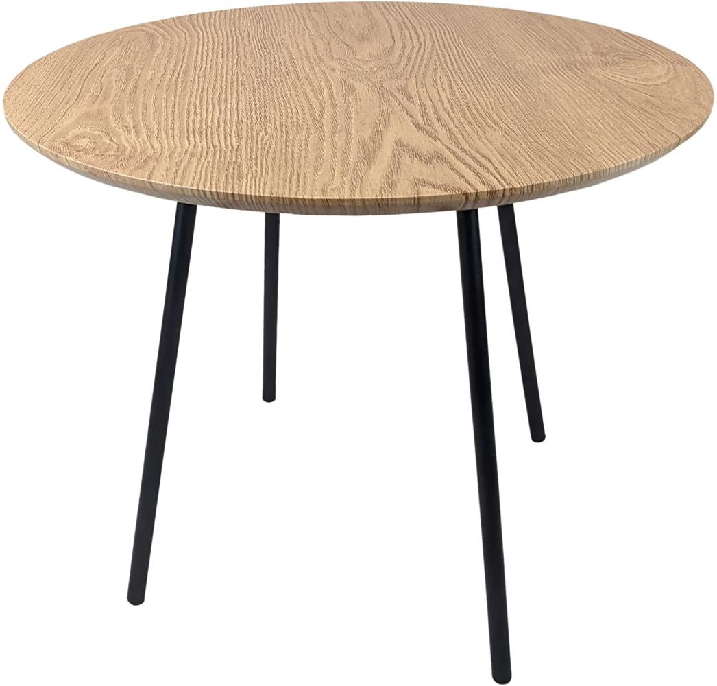 Beistelltisch rund MDF Ø55xH45cm Natur / Schwarz Bild 1