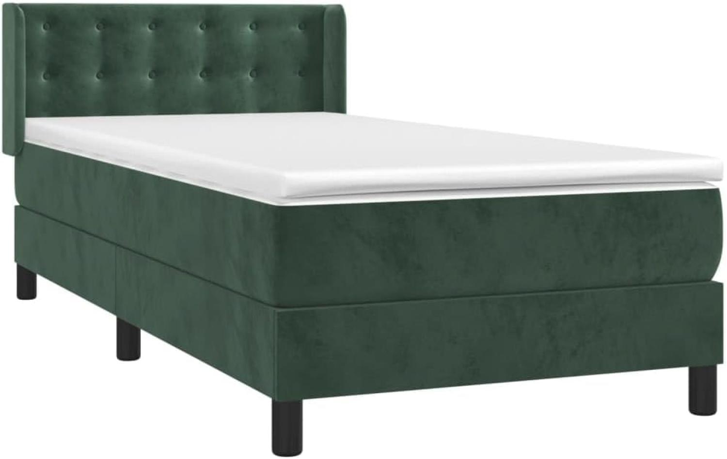 vidaXL Boxspringbett mit Matratze Dunkelgrün 90x190 cm Samt 3131174 Bild 1