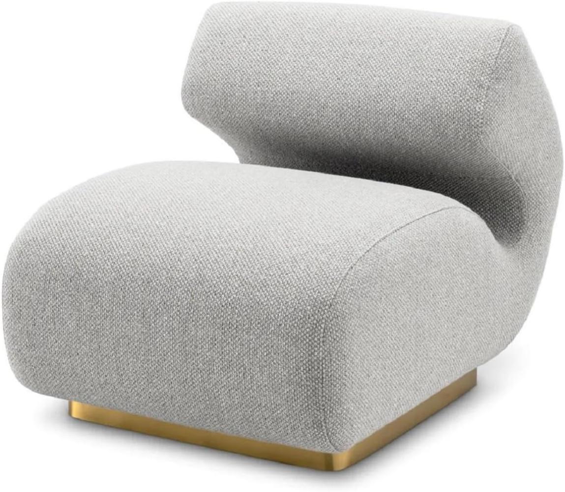 Casa Padrino Luxus Designer Sessel Grau / Messing 71 x 99 x H. 75 cm - Wohnzimmer Sessel - Hotel Sessel - Wohnzimmer Möbel - Hotel Möbel - Luxus Möbel - Luxus Einrichtung Bild 1