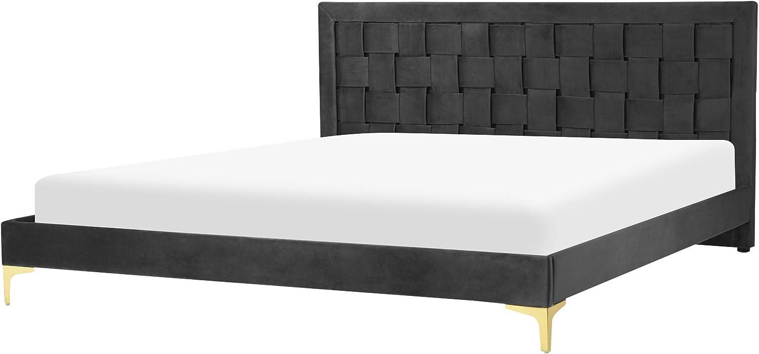 Doppelbett Samtstoff schwarz Lattenrost 180 x 200 cm LIMOUX Bild 1