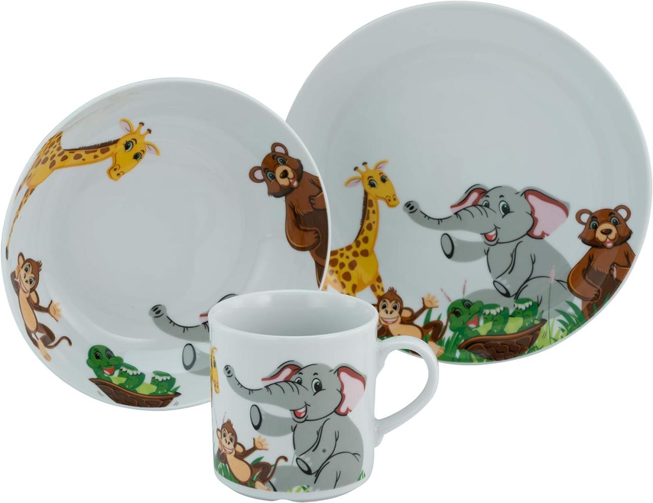 CreaTable 22897 Kindergeschirr-Set Zoo für 1 Personen, Porzellan, mehrfarbig (1 Set, 3-teilig) Bild 1