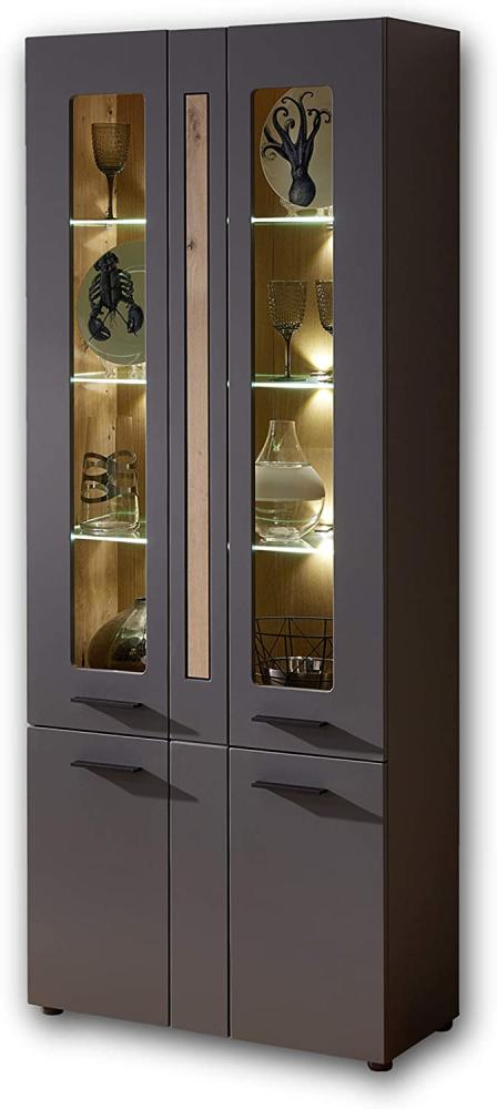 Vitrine LOFT-TWO Glasvitrine graphit Artisan Eiche inkl. LED Bild 1