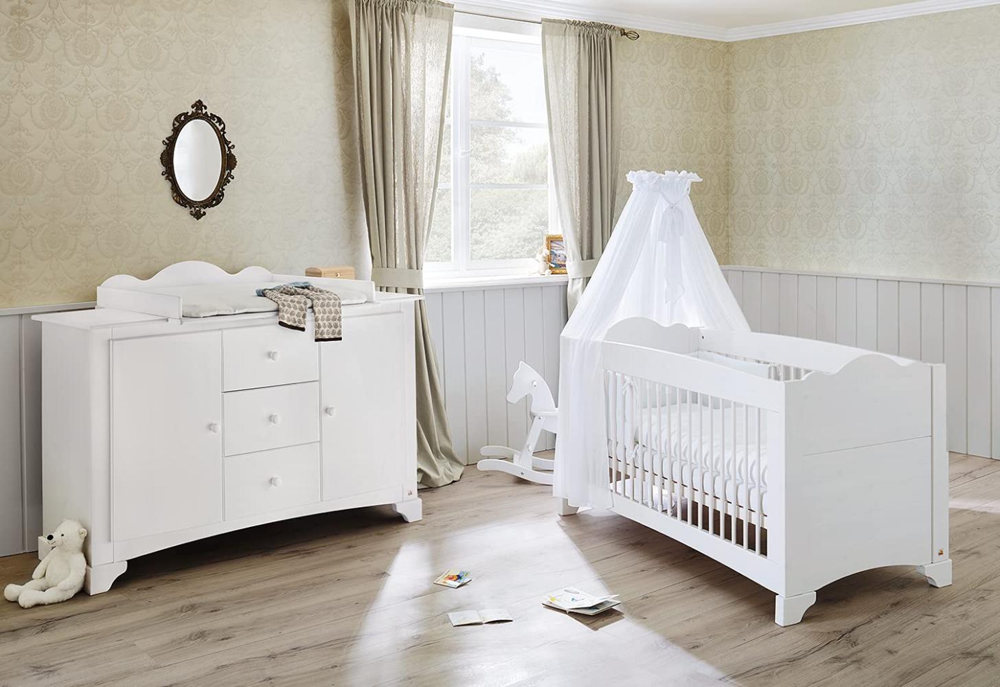 Pinolino Babyzimmer-Set 'Pino' weiß, Bett, Kommode, 2, Extrabreit Bild 1