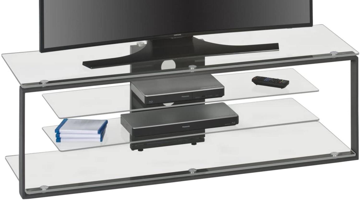 TV-Rack 1613 MAJA anthrazit Klarglas mit Kabelführung Bild 1