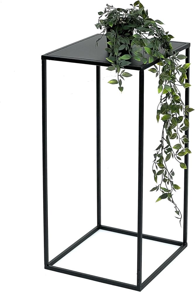 DanDiBo Blumenhocker Metall Schwarz Eckig 60 cm Blumenständer Beistelltisch 96312 L Blumensäule Modern Pflanzenständer Pflanzenhocker Bild 1